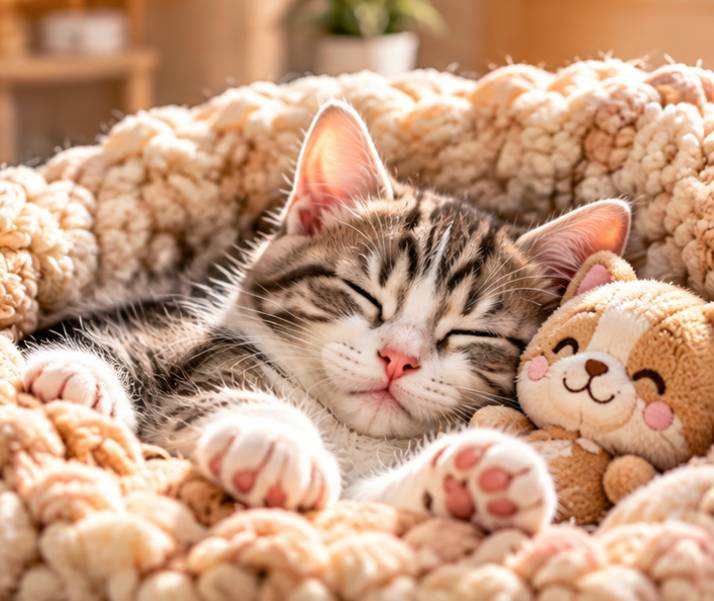 Mèo thoải mái với bộ lông sạch sẽ