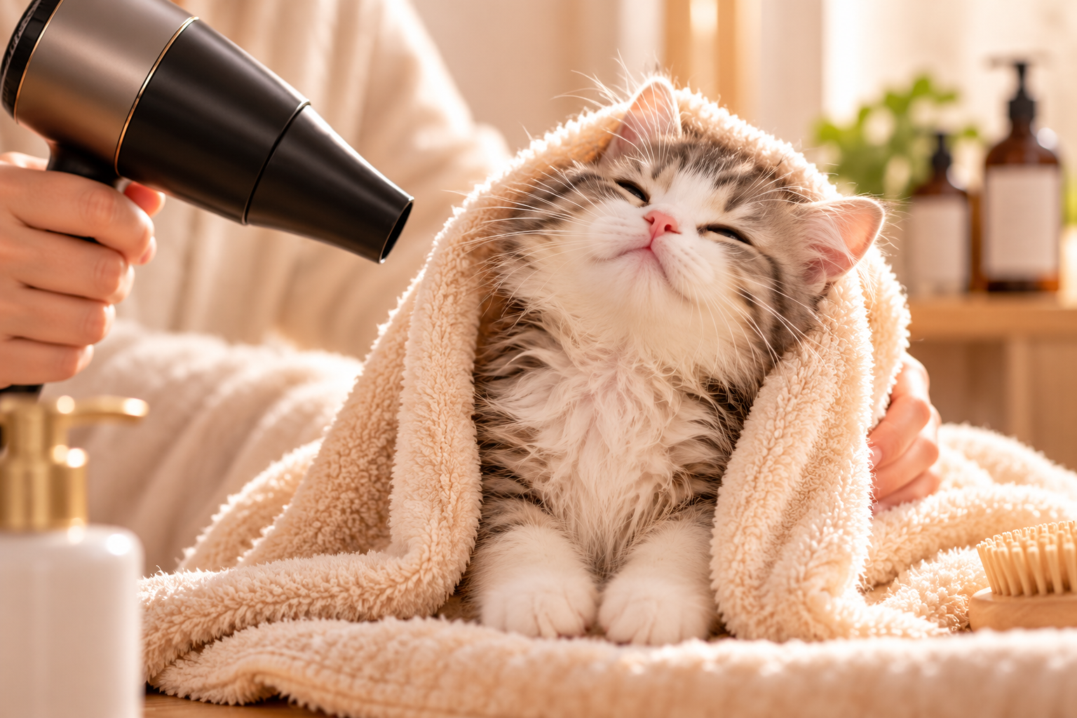Một buổi tắm dễ chịu cho mèo