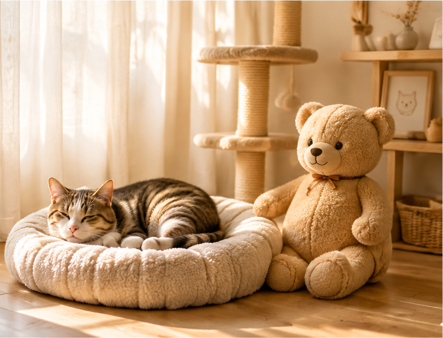 Mèo ngủ trong góc nhỏ